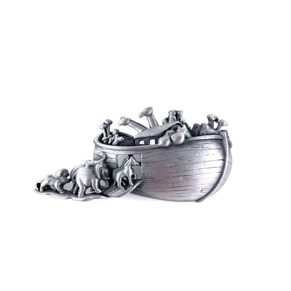 Vintage Noahs Ark Brooch Pin Pewter